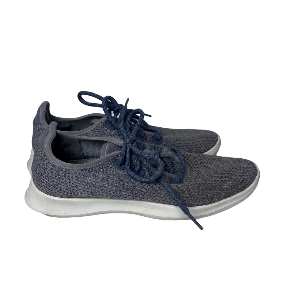 Allbirds Grey Blue Knit Lace Up Tree Runners Sneakers Sustainable Comfortable W7